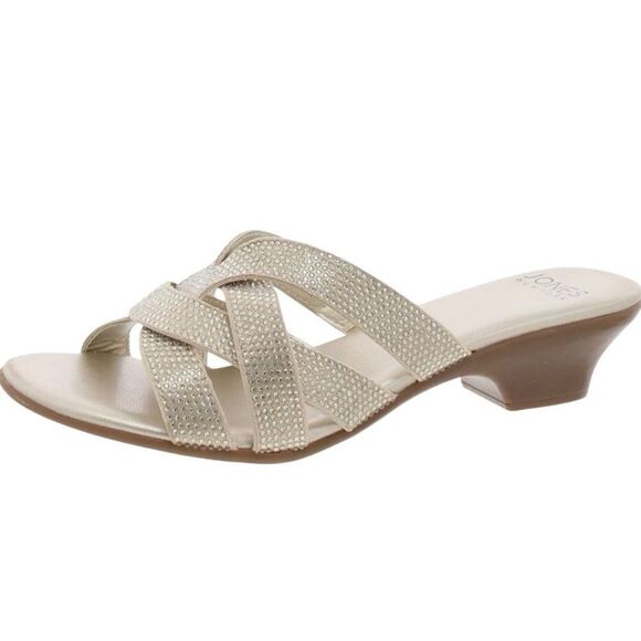 Jones New York Womens Enny Embellished  Slide Sandals Light Gold Size 7 New - Picture 1 of 5